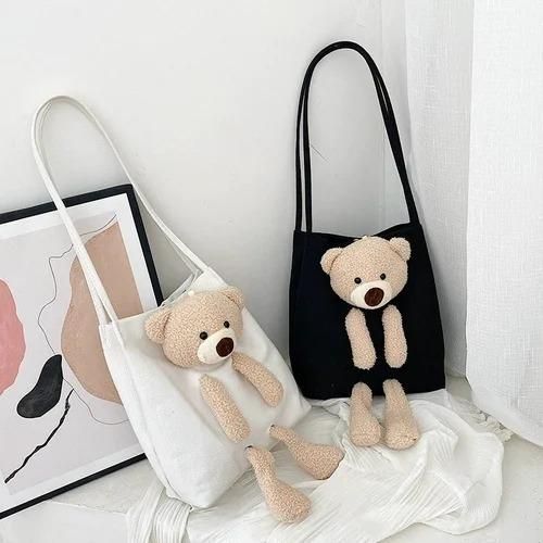 Cute Shoulder Bag Kawaii Tote Handbag with Cute Teddy Bear